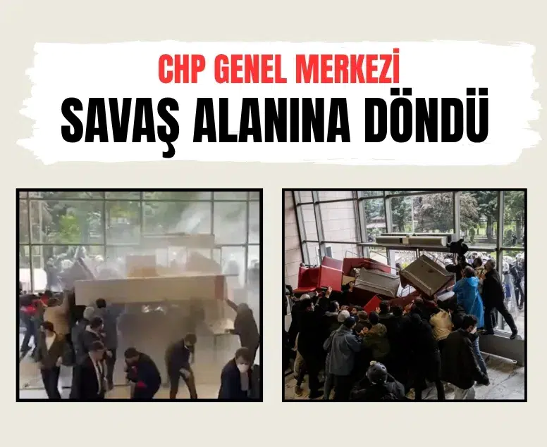 CHP Genel Merkezi'ne polis zorla girdi bina içinde barikatlar kuruldu