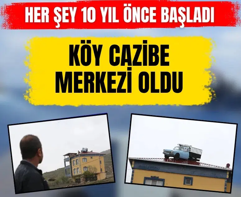Niğde'de 3 katlı evin çatısındaki Anadol pikap görenleri şaşırtıyor