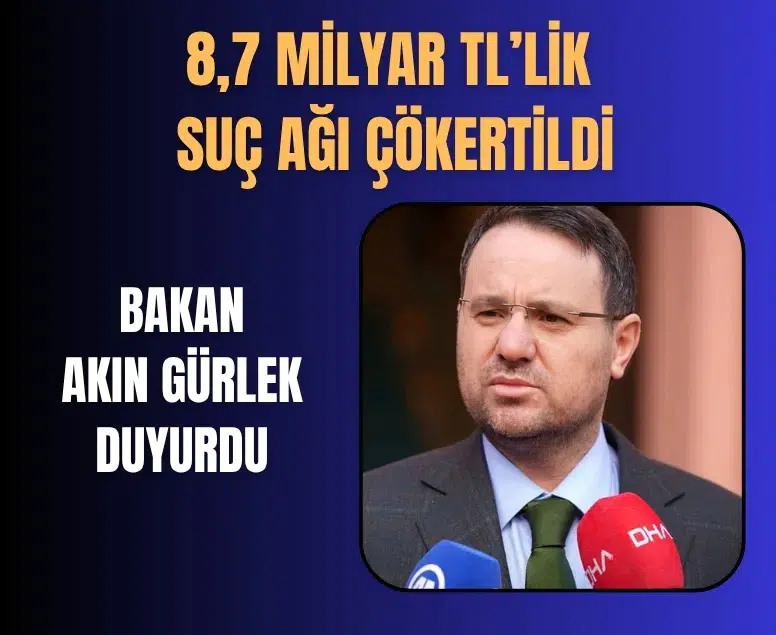 Adalet Bakanı Akın Gürlek: 8,7 milyar TL'lik suç ağı çökertildi