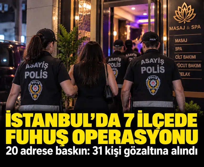 İstanbul’da 7 ilçede fuhuş operasyonu: 20 adrese baskın, 31 gözaltı