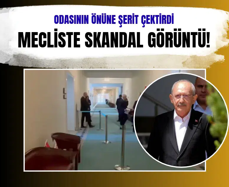 Murat Emir TBMM'deki odasının önüne şerit çektirdi