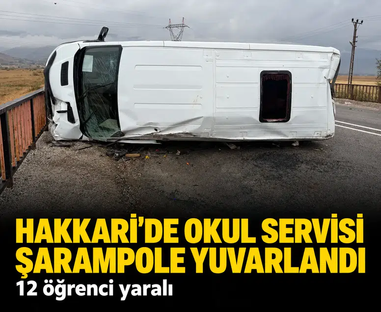 Kayganlaşan virajı alamayan öğrenci servisi devrildi: 12 çocuk hastaneye kaldırıldı