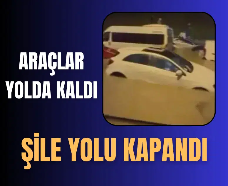Ümraniye Şile Yolu'nda sağanak nedeniyle araçlar suda mahsur kaldı