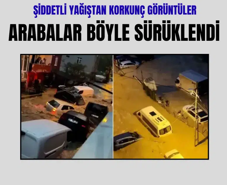Sarıyer Ayazağa'da sağanak nedeniyle dere taştı: Otomobiller selde sürüklendi