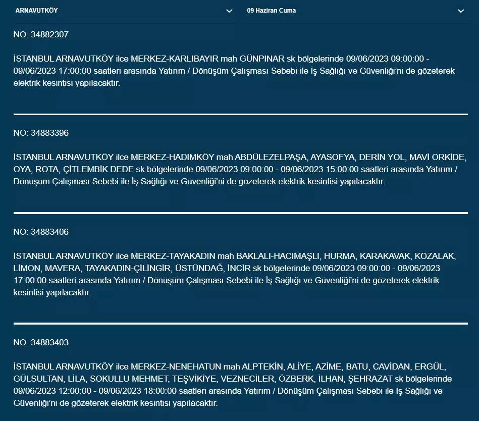 İstanbullular Dikkat! Yarın O İlçelerde Elektrik Kesintisi Var! 09 Haziran 2023 Cuma Elektrik Kesintisi 1