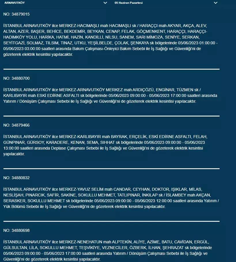 İstanbul'da yarın hangi ilçelerde elektrik kesintisi olacak 17