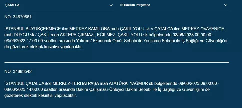 İstanbul'da Yarın Hangi İlçelerde Kesinti Olacak? 08 Haziran 2023 Bedaş Elektrik Kesintisi 20