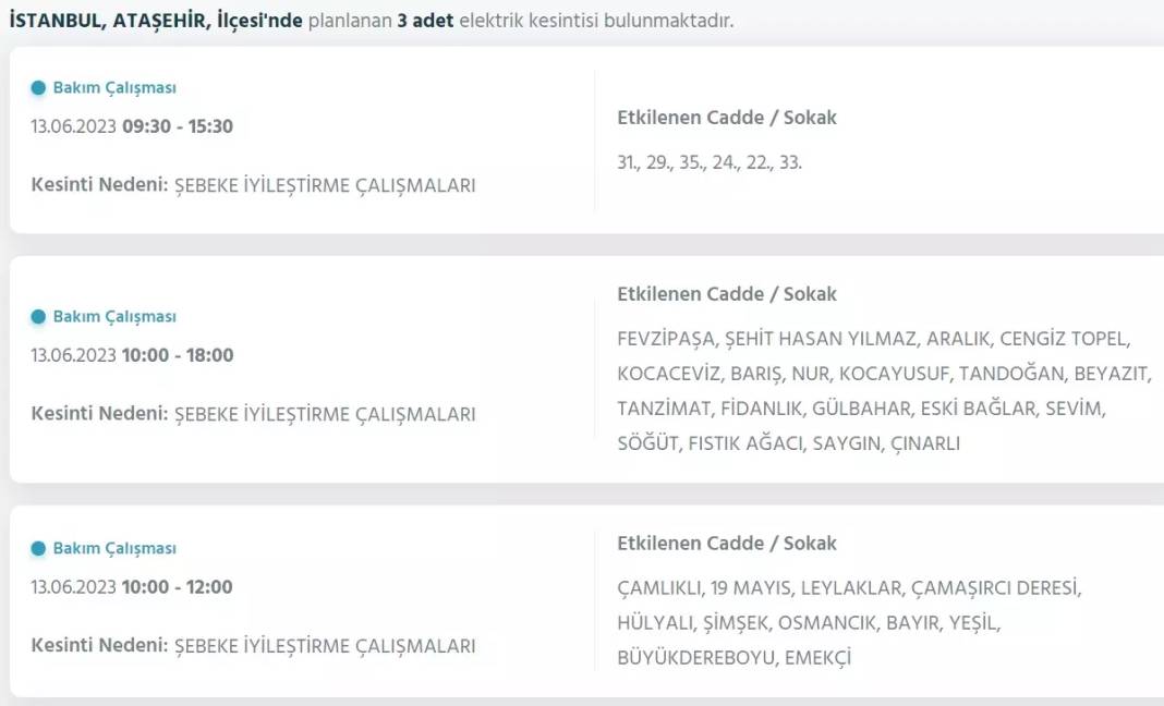 İstanbul'da Yarın O İlçelerde Saatlerce Elektrik Kesintisi Olacak! 13 Haziran 2023 Elektrik Kesintisi 3