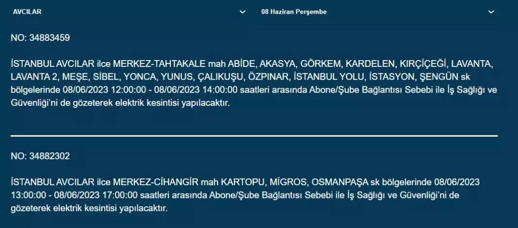 İstanbul'da Yarın Hangi İlçelerde Kesinti Olacak? 08 Haziran 2023 Bedaş Elektrik Kesintisi 1