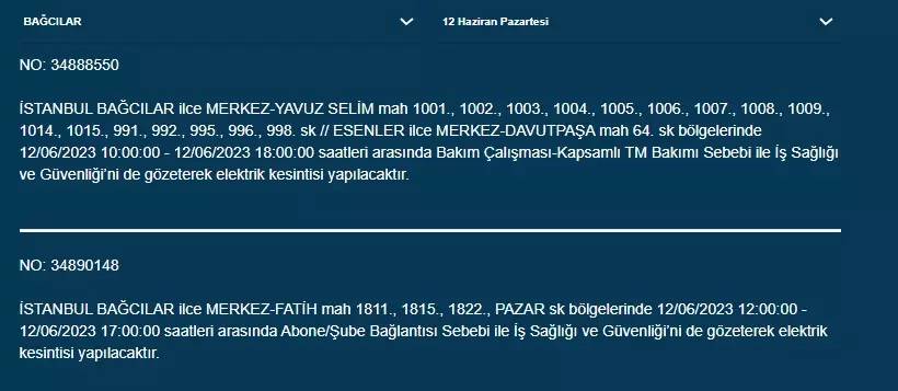 İstanbul'da Bugün O İlçelerde Elektrik Kesintisi Olacak! 12 Haziran 2023 Pazartesi Elektrik Kesintisi 5