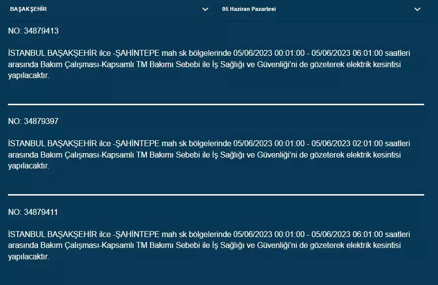 İstanbul'da yarın hangi ilçelerde elektrik kesintisi olacak 20