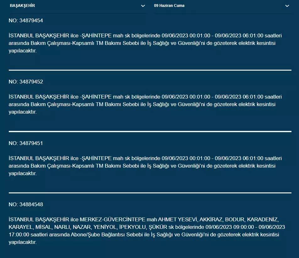 İstanbullular Dikkat! Yarın O İlçelerde Elektrik Kesintisi Var! 09 Haziran 2023 Cuma Elektrik Kesintisi 6