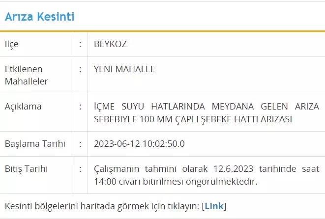 İstanbul'da Bugün 8 İlçeye Su Verilemeyecek! İşte O İlçeler 12 Haziran 2023 Pazartesi 3