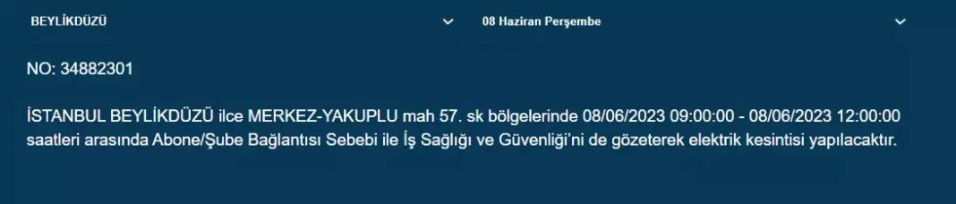 İstanbul'da Yarın Hangi İlçelerde Kesinti Olacak? 08 Haziran 2023 Bedaş Elektrik Kesintisi 6
