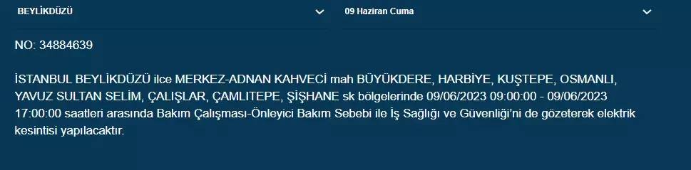 İstanbullular Dikkat! Yarın O İlçelerde Elektrik Kesintisi Var! 09 Haziran 2023 Cuma Elektrik Kesintisi 7
