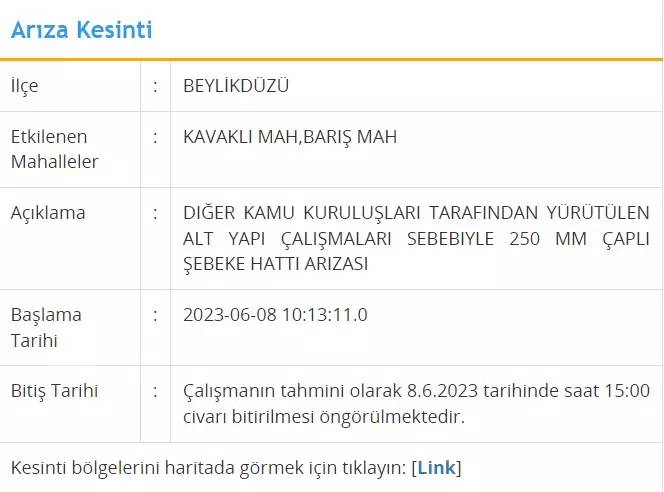 İstanbul için Bugün O İlçelerde Su Kesintisi Olacak! 08 Haziran 2023 Perşembe Su Kesintisi 1