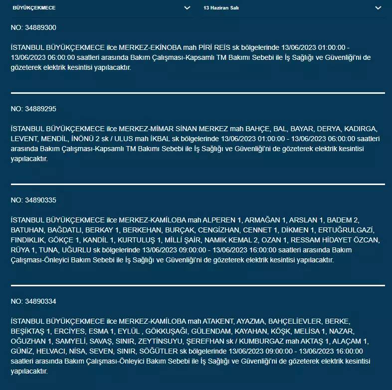 İstanbul'da Yarın O İlçelerde Saatlerce Elektrik Kesintisi Olacak! 13 Haziran 2023 Elektrik Kesintisi 5
