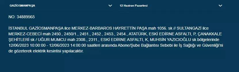 İstanbul'da Bugün O İlçelerde Elektrik Kesintisi Olacak! 12 Haziran 2023 Pazartesi Elektrik Kesintisi 16