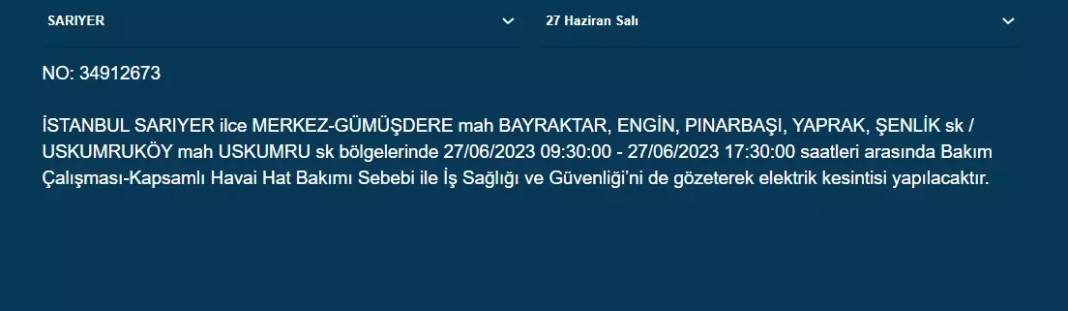 İstanbul'da Yarın Elektrik Kesintisi Yapılacak İlçeler Açıklandı 3