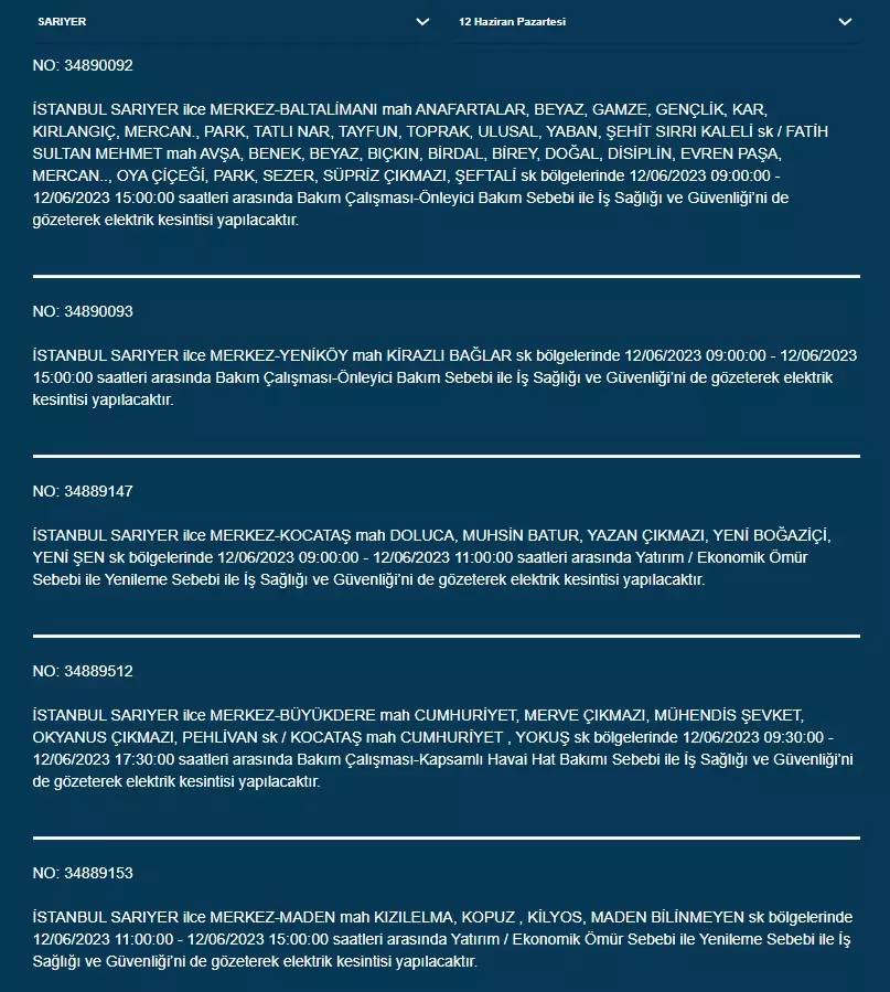 İstanbul'da Bugün O İlçelerde Elektrik Kesintisi Olacak! 12 Haziran 2023 Pazartesi Elektrik Kesintisi 19