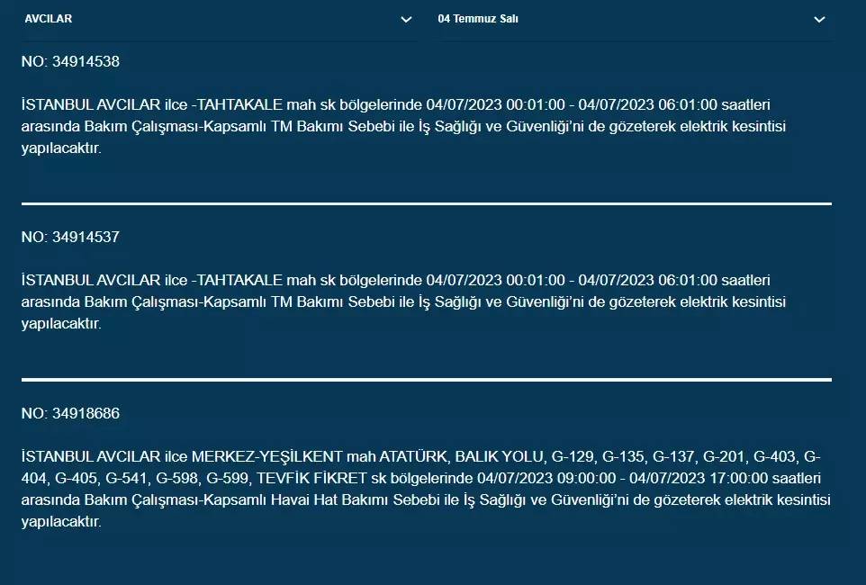 İstanbullular Dikkat! Bugün O İlçeler Elektriksiz Kalacak 2