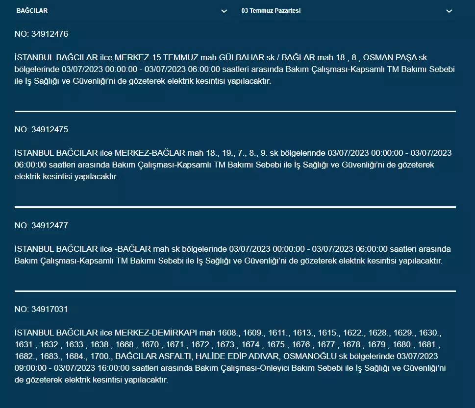 İstanbullular Dikkat! Yarın Birçok İlçede Elektrikler Kesilecek! 3