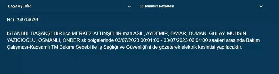 İstanbullular Dikkat! Yarın Birçok İlçede Elektrikler Kesilecek! 7