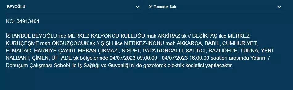İstanbullular Dikkat! Bugün O İlçeler Elektriksiz Kalacak 6