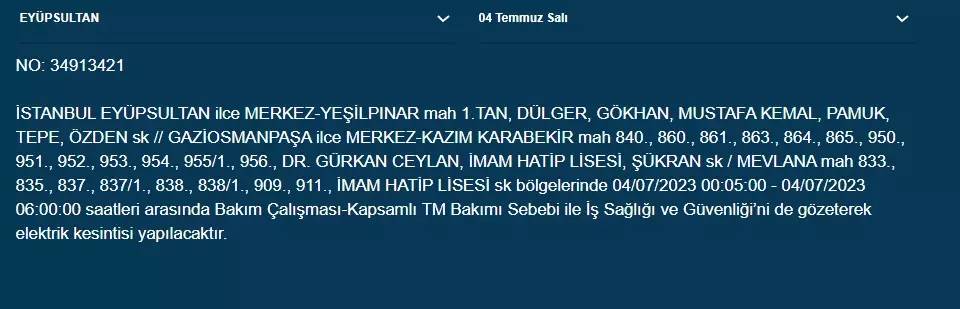 İstanbullular Dikkat! Bugün O İlçeler Elektriksiz Kalacak 7