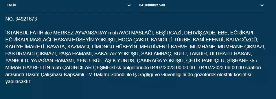 İstanbullular Dikkat! Bugün O İlçeler Elektriksiz Kalacak 8