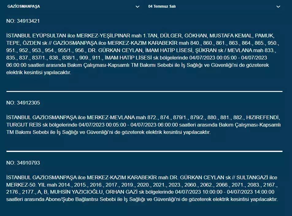 İstanbullular Dikkat! Bugün O İlçeler Elektriksiz Kalacak 9