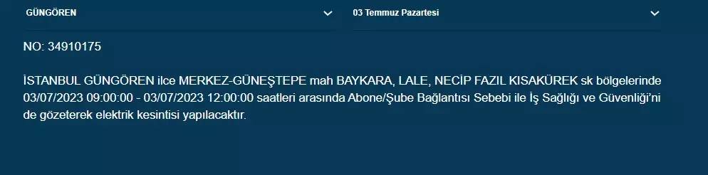 İstanbullular Dikkat! Yarın Birçok İlçede Elektrikler Kesilecek! 11