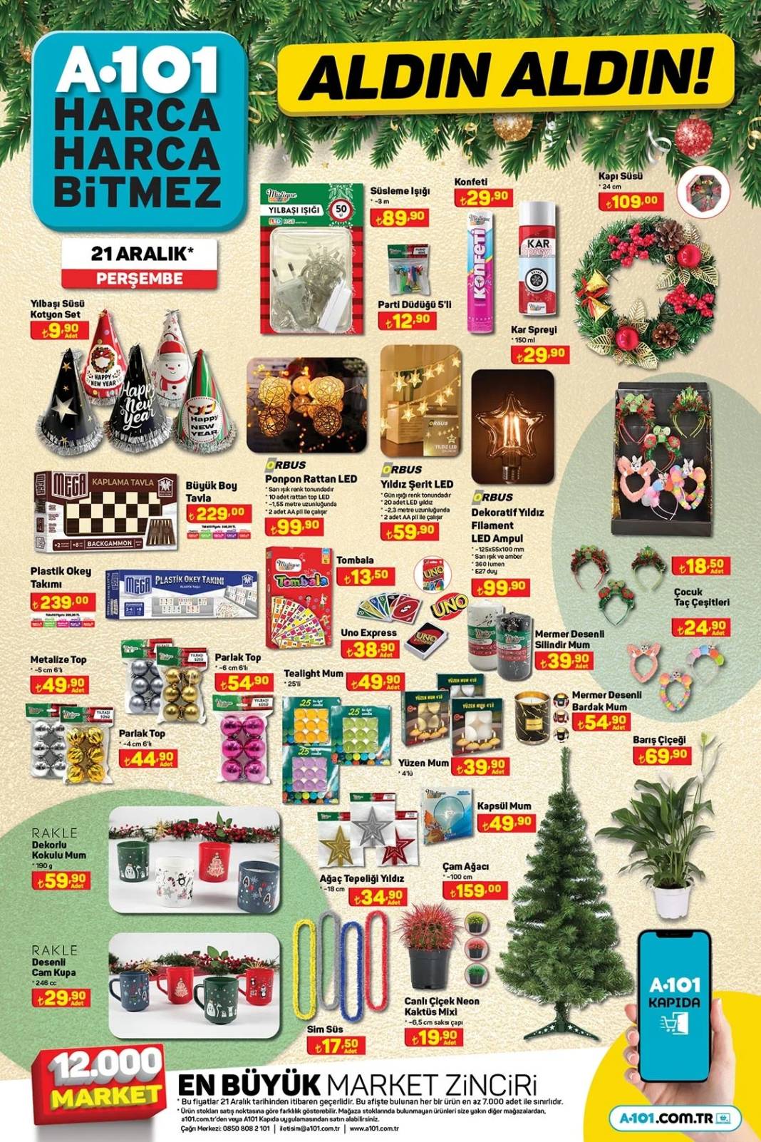A101 21 Aralık 2023 kataloğu, bu hafta yılbaşına özel süsleme ve dekorasyon ürünleri geliyor! 4