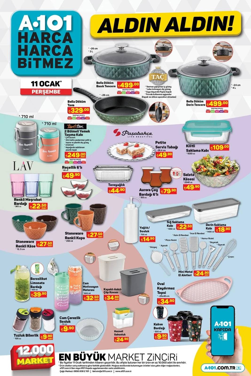 A101 11 Ocak 2024 Perşembe kataloğu, bu hafta marka makyaj malzemeleri, matkap setleri, Taç, Paşabahçe ve LAV ürünleri geliyor! 3