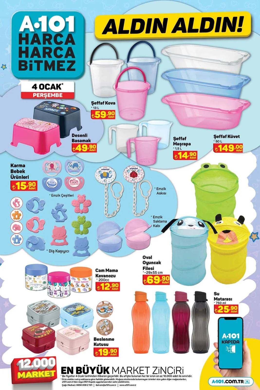 A101 4 Ocak 2024 kataloğu, bu hafta LAV ve Paşabahçe'nin sevilen setleri, plastik ürünler ve giyim ürünleri geliyor 5