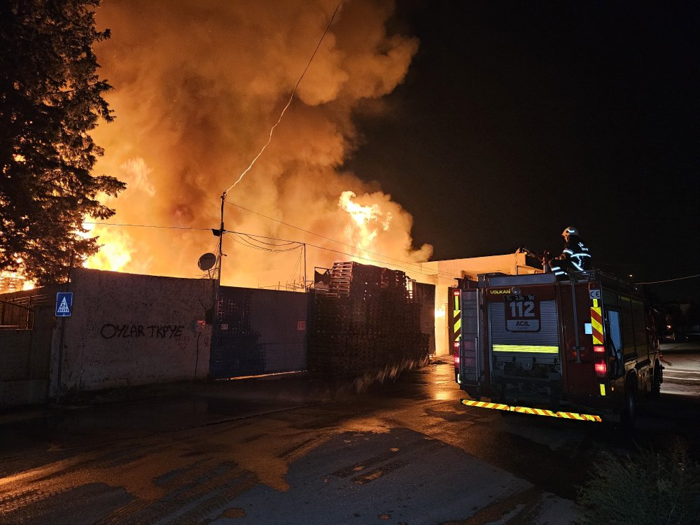 Palet imalathanesinde korkutan yangın!