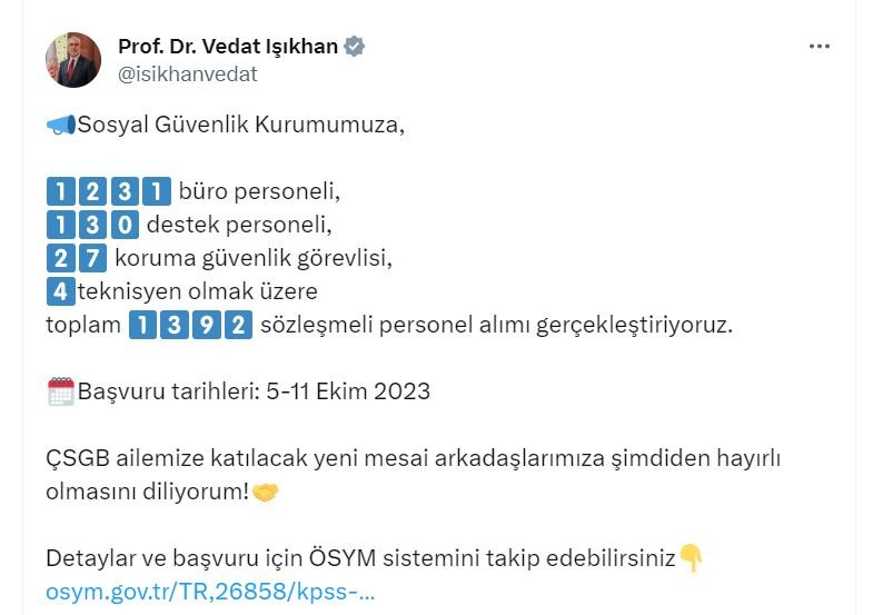 SGK personel alımı yapıyor! İşte başvuru tarihleri