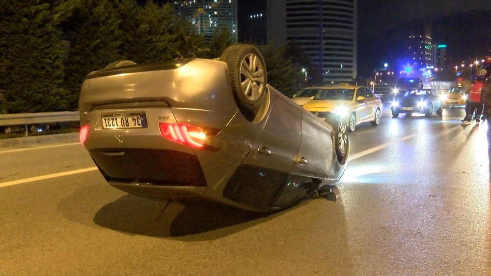 Takla atan araçtan burnu bile kanamadan çıktı!