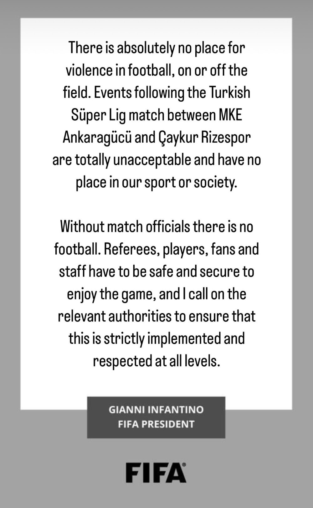 FIFA Başkanı Meler’e yapılan saldırıyı kınadı