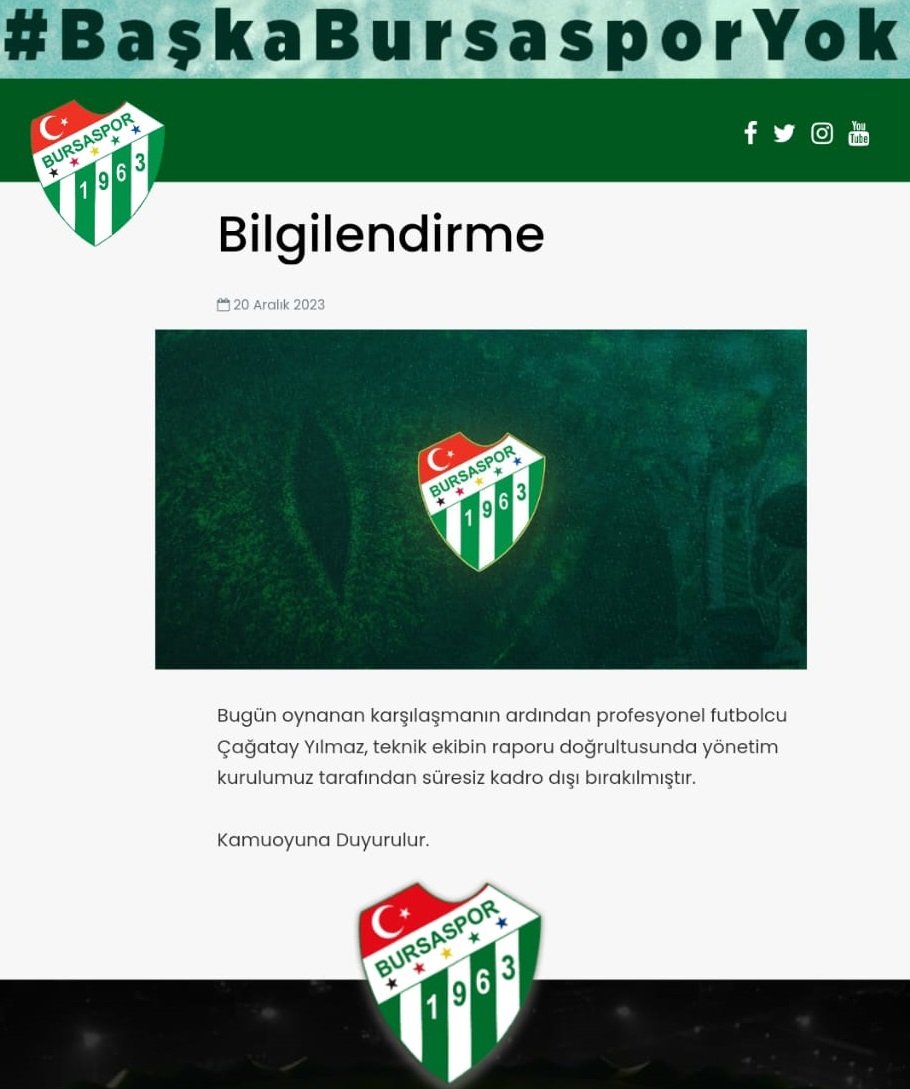 Bursaspor'da o isim süresiz kadro dışı!