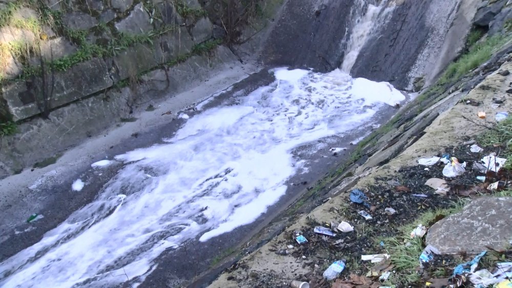 Köpüklü dere tedirginlik yarattı! Kimyasal tehlikesi mi var?