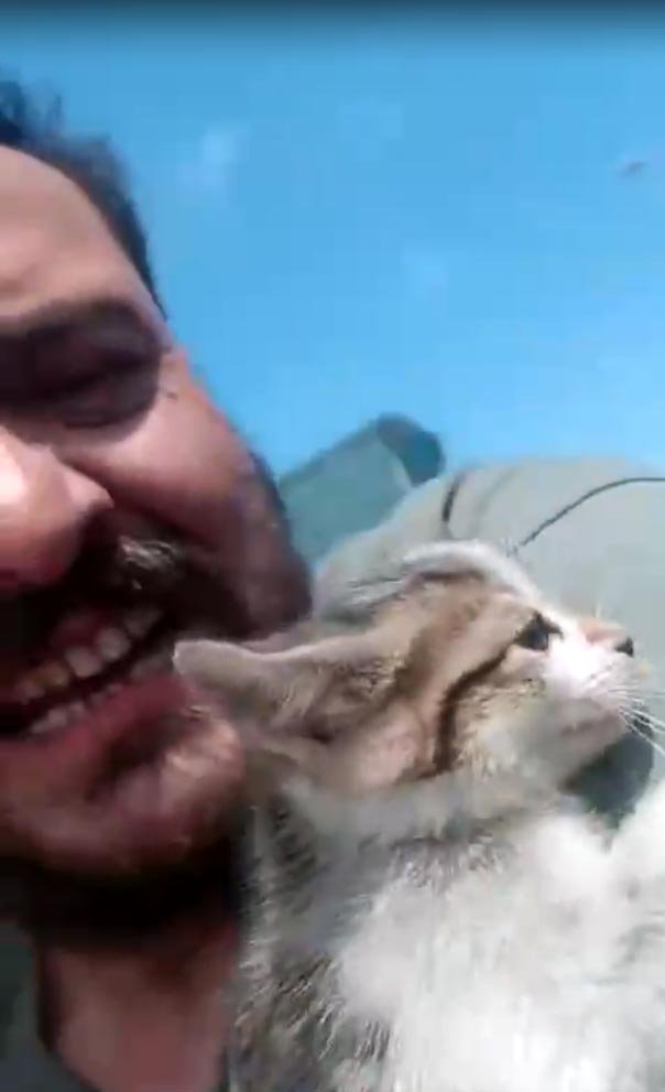 Kediyi önce ezilmekten kurtardı, sonra yuva buldu