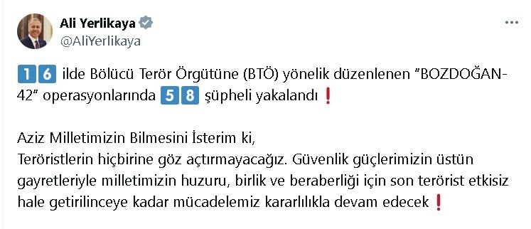 16 ilde bölücü terör örgütüne operasyon: 58 şüpheli gözaltına lalındı