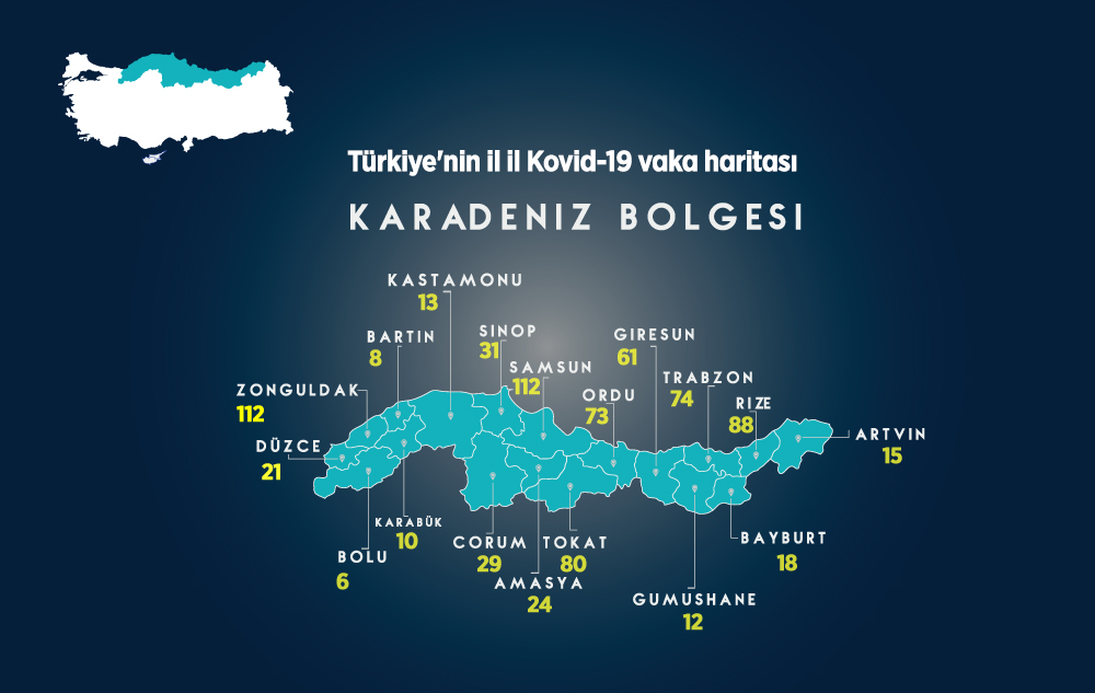 Türkiye'nin İl İl Kovid-19 Vaka Haritası 3