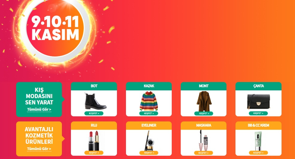 Trendyol 9-10-11 Kasım indirimleri