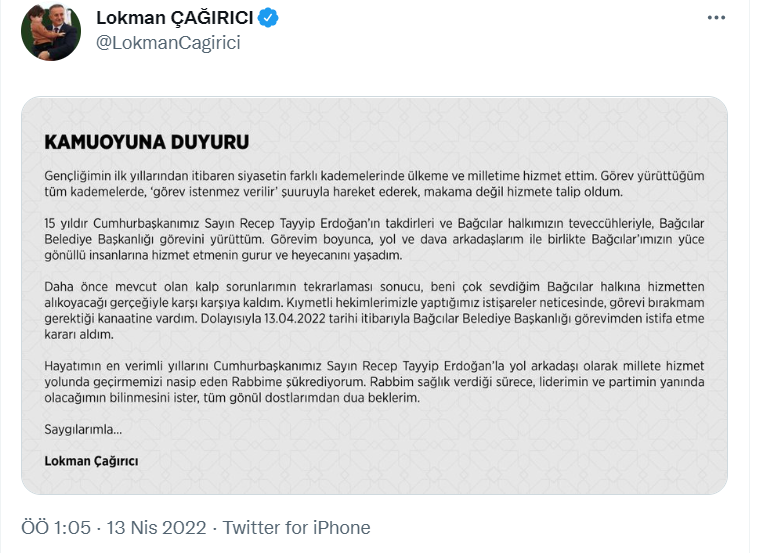 bağcılar belediye başkanı lokman çağırıcı