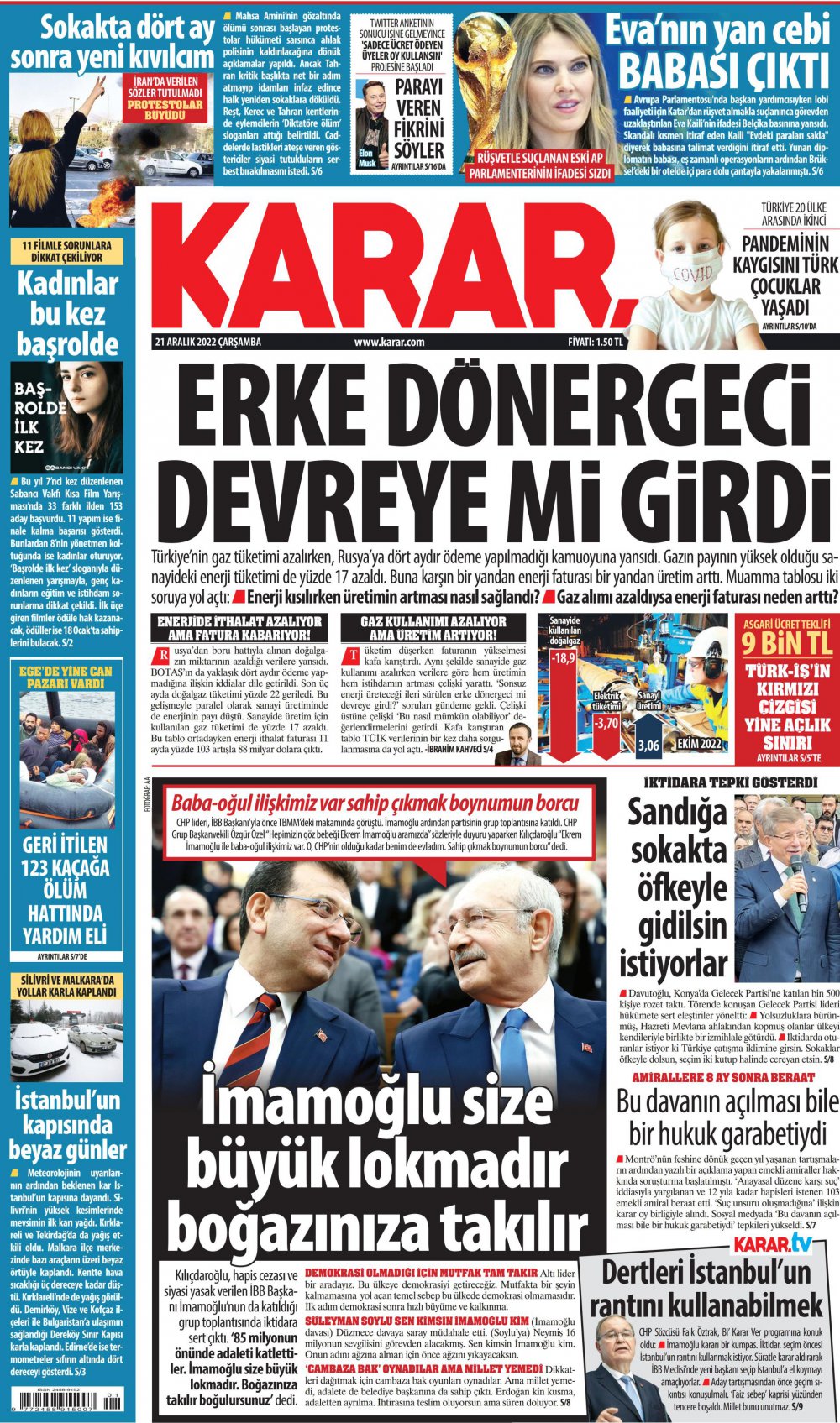 21 Aralık Çarşamba Karar Gazetesi