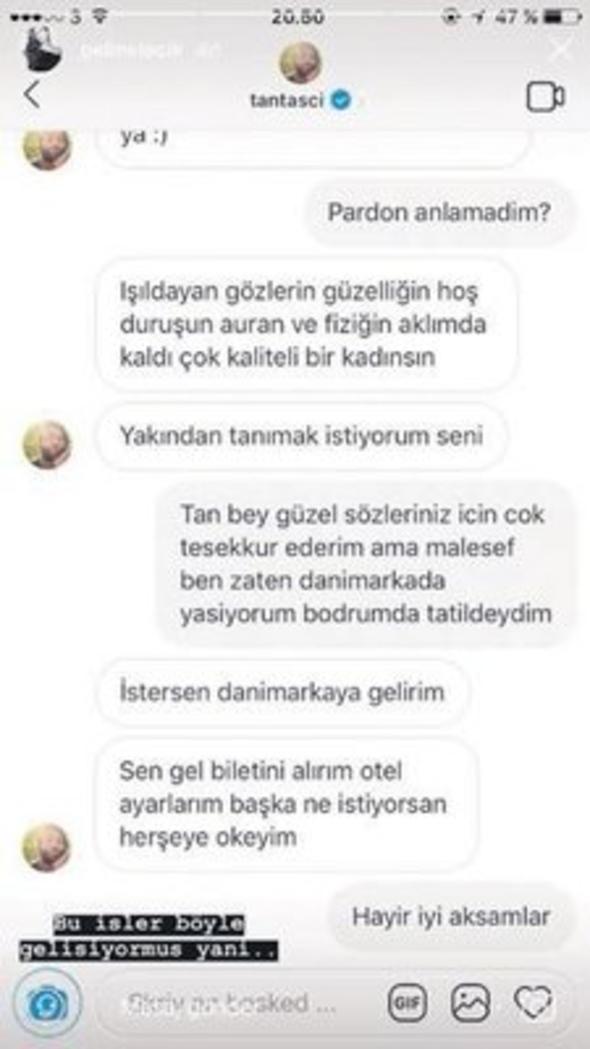 tan taşçı instagram taciz
