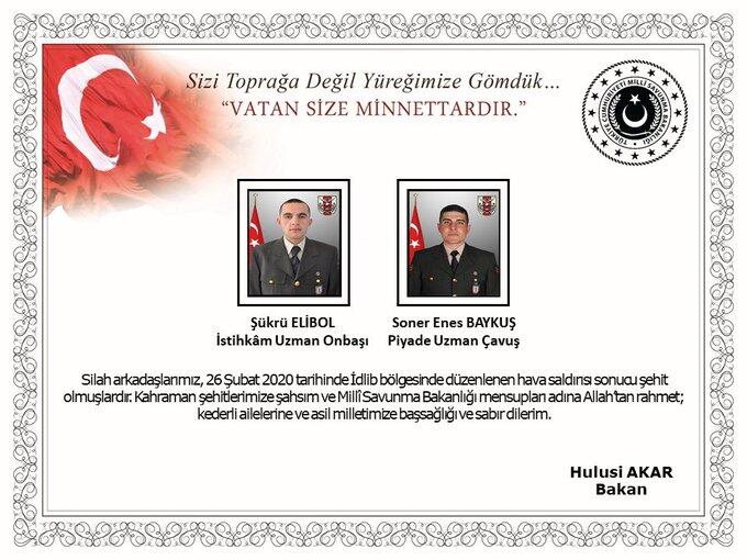 26 şubat çarşamba idlib şehitleri