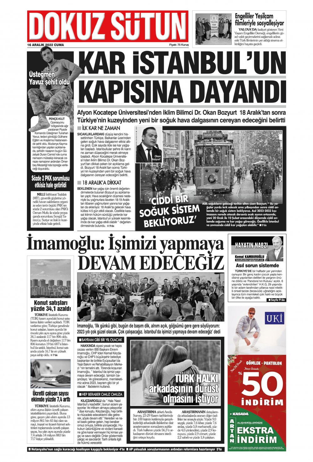 Dokuz Sütun Gazete Keyfi - Gazete Manşetleri ve 1. sayfaları - Gazete oku (16 Aralık 2022 Cuma)